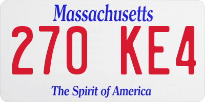 MA license plate 270KE4