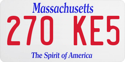 MA license plate 270KE5