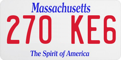 MA license plate 270KE6