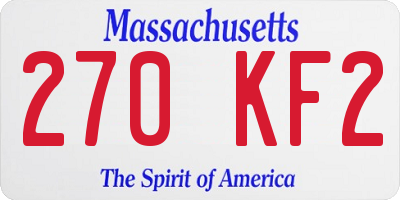 MA license plate 270KF2
