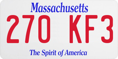 MA license plate 270KF3