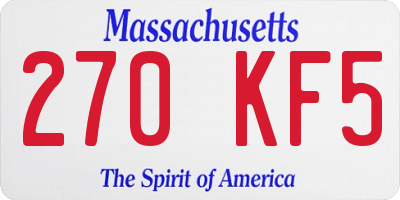 MA license plate 270KF5