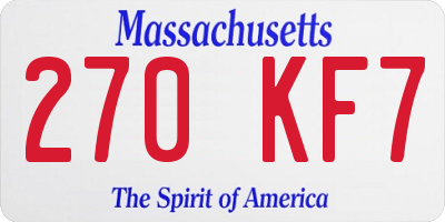 MA license plate 270KF7
