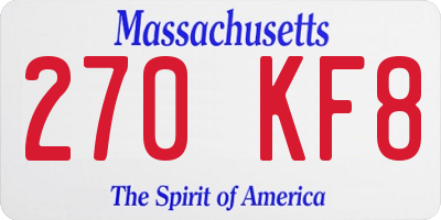MA license plate 270KF8