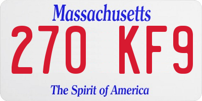 MA license plate 270KF9