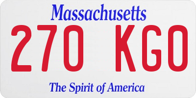 MA license plate 270KG0