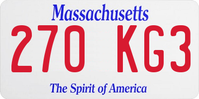MA license plate 270KG3