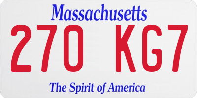 MA license plate 270KG7