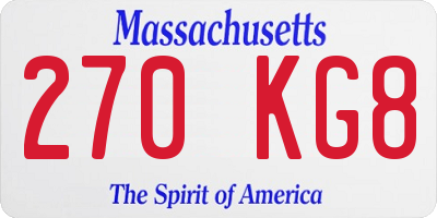 MA license plate 270KG8