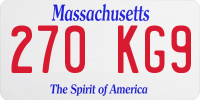 MA license plate 270KG9
