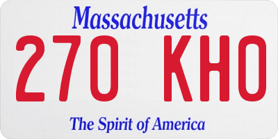 MA license plate 270KH0