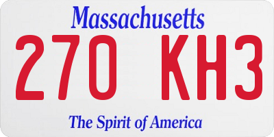 MA license plate 270KH3