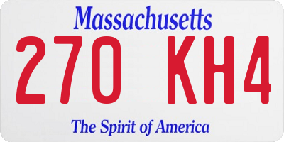 MA license plate 270KH4