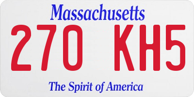 MA license plate 270KH5