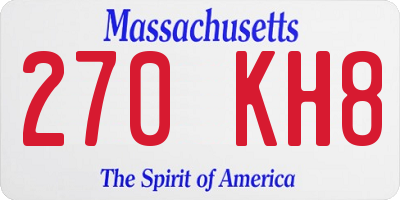 MA license plate 270KH8