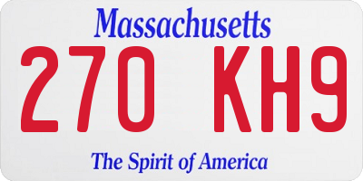 MA license plate 270KH9