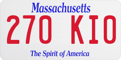 MA license plate 270KI0