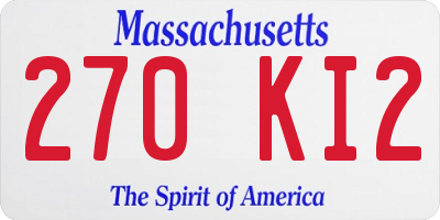 MA license plate 270KI2