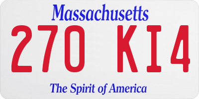 MA license plate 270KI4