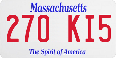 MA license plate 270KI5