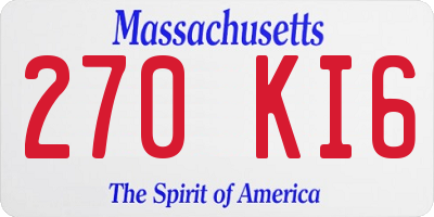 MA license plate 270KI6