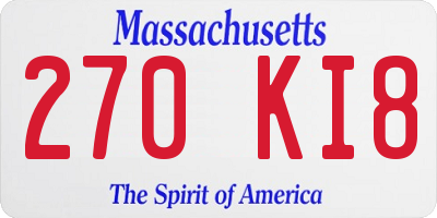 MA license plate 270KI8