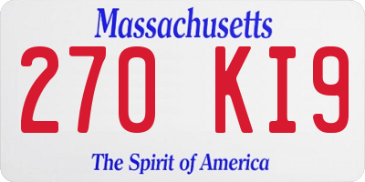 MA license plate 270KI9