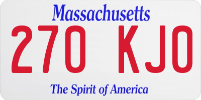 MA license plate 270KJ0