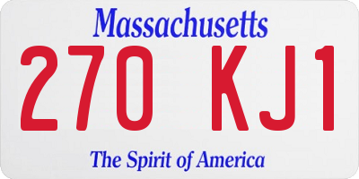 MA license plate 270KJ1