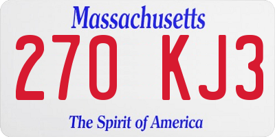 MA license plate 270KJ3