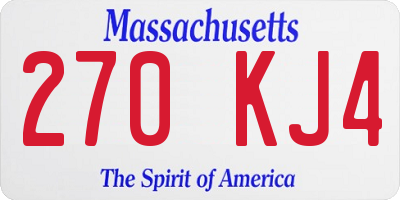 MA license plate 270KJ4