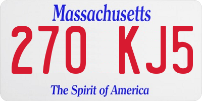 MA license plate 270KJ5