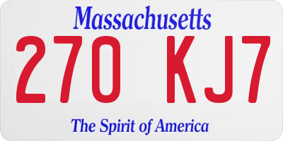 MA license plate 270KJ7