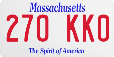 MA license plate 270KK0