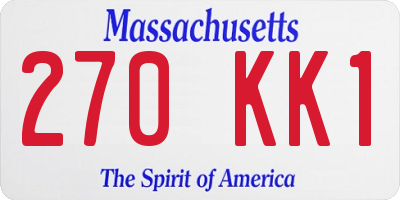 MA license plate 270KK1