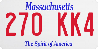 MA license plate 270KK4