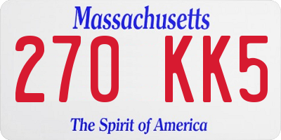 MA license plate 270KK5