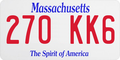 MA license plate 270KK6