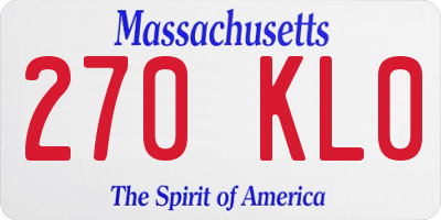 MA license plate 270KL0