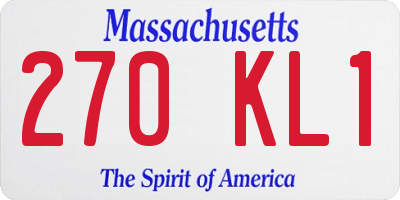 MA license plate 270KL1