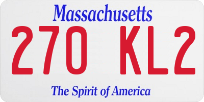 MA license plate 270KL2