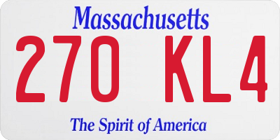 MA license plate 270KL4