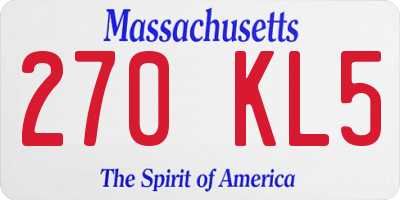 MA license plate 270KL5