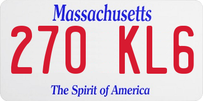 MA license plate 270KL6