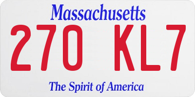 MA license plate 270KL7