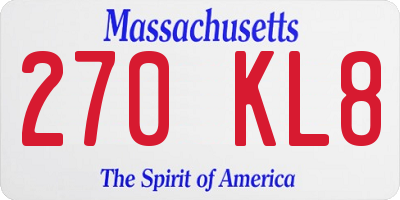 MA license plate 270KL8