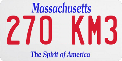 MA license plate 270KM3