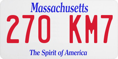 MA license plate 270KM7