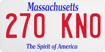 MA license plate 270KN0