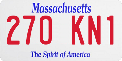 MA license plate 270KN1